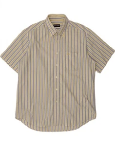 PIERRE CARDIN Mens Short Sleeve Shirt Size 43 Large Yellow Striped DL62 - Picture 1 of 3