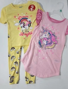 2 New Pair of Baby Girls Pajamas Set 3T Toddler Unicorn Sleepwear - Picture 1 of 10