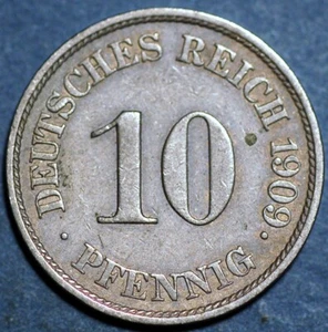 Germany Empire 10 Pfennig 1909 J Wilhelm II KM# 12 - Picture 1 of 2