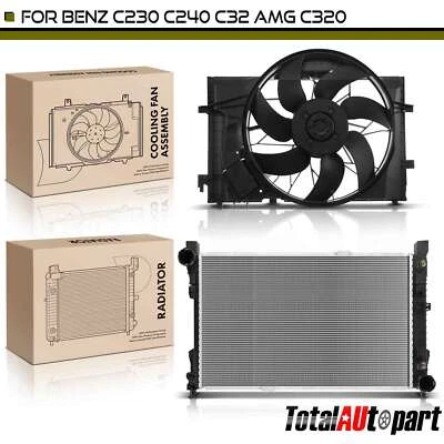 Nuevo kit de montaje de radiador y ventilador de refrigeración de 2 piezas para Mercedes-Benz CL203 C230 2002 Foto 1 de 4