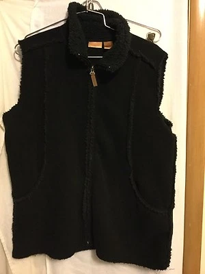 NORTHCREST 经典女式绒面革黑色背心 ~ 大号 14-16 — 第 1/3 张图片