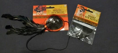 Pirate Accessories 2 Pirate Eye Patches, 1 Sequin & 1 Heart shaped, Roleplay - Image 1 of 4