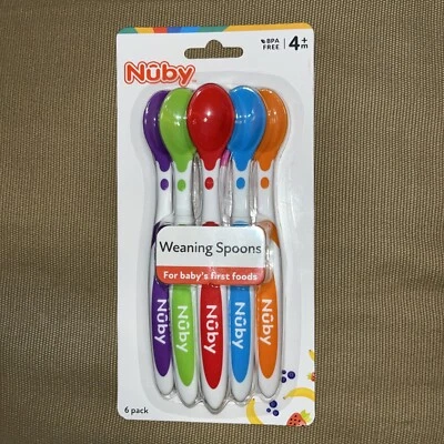 Nuby - 6 Pk Long Handle Wearing Spoons, Multi-color - Image 1 of 4