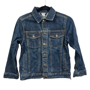 Oshkosh Bgosh Girls Denim Jean Jacket Trucker Snap Up Flap Pockets Blue Sz 10 - Picture 1 of 5