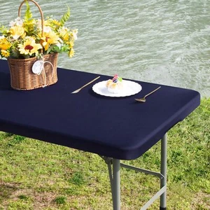 Rectangle Fitted Table Cover Elastic Tablecloth 4ft Stretch Spandex Table Top Co - Picture 1 of 7