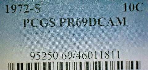UNITED STATES UNC. 1972-S PCGS PR69DCAM ROOSEVELT CLAD DIME-KM#195a Cover