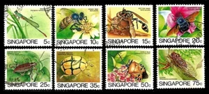 INSECTS ON FINE USED SINGAPORE DEFINITIVE STAMPS  (JL204) - Picture 1 of 1