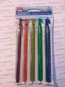 Prym Wool 5 piece Crochet Hook set “Pop” Glitter 5.0mm to 10mm  UK Seller - Picture 1 of 3