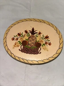 Vintage 1983 handbemalte Volkskunst Tole Schmuckschatulle - Bild 1 von 10