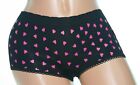 Black Boyshort with Dark Pink Hearts all over it and Loops on Leg Bands Size M