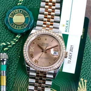 Rolex Datejust 126281 36mm Salmon Diamond Roman & Bezel Jubilee w/ BOX & CERT - Picture 1 of 13