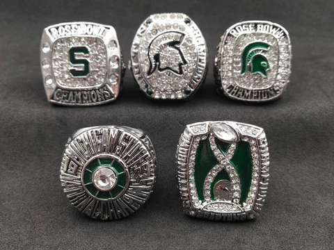 5 Pcs Set Rings Michigan State Spartans University Collectors Pack Ring Silver Cover