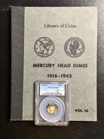 Complete Mercury Dime Set with PCGS 1916-D -- 1945 Micro S in Vintage 1959 Book Cover