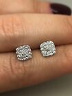 9CT WHITE GOLD CLUSTER STUDS EARRINGS 0.34CT  *GC07