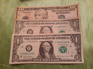3 USA Errors S# Star * Federal Reserve Notes Ten One One Dollar Bills Circulated - Picture 1 of 11