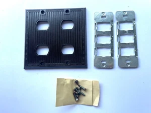 Brown Bakelite Despard Switch Wall Plate Two Gang 4 Opening Uniline P&S NOS - Picture 1 of 4