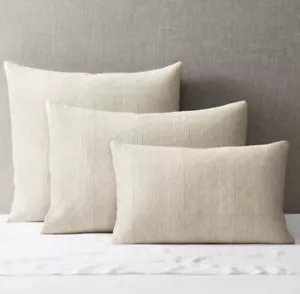 RH Restoration Hardware Banded Washed Linen King Pillow Sham, In Sand - Picture 1 of 7