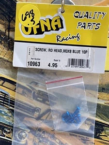 Ofna 10963 Round Head Screw {M3x8x10pc} Blue Aluminum NIP USA Shipped - Picture 1 of 4