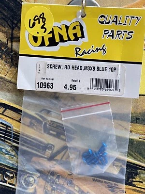 Ofna 10963 Round Head Screw {M3x8x10pc} Blue Aluminum NIP USA Shipped - Image 1 of 4