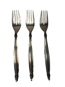 3 National ROYAL KENT Salad Forks Japan Flatware Stainless Steel Flowers Design - Picture 1 of 11