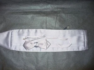 Juego de corbata de arco y cummerbund usado - francés Greg elegante 4 plisados #44 - Imagen 1 de 1