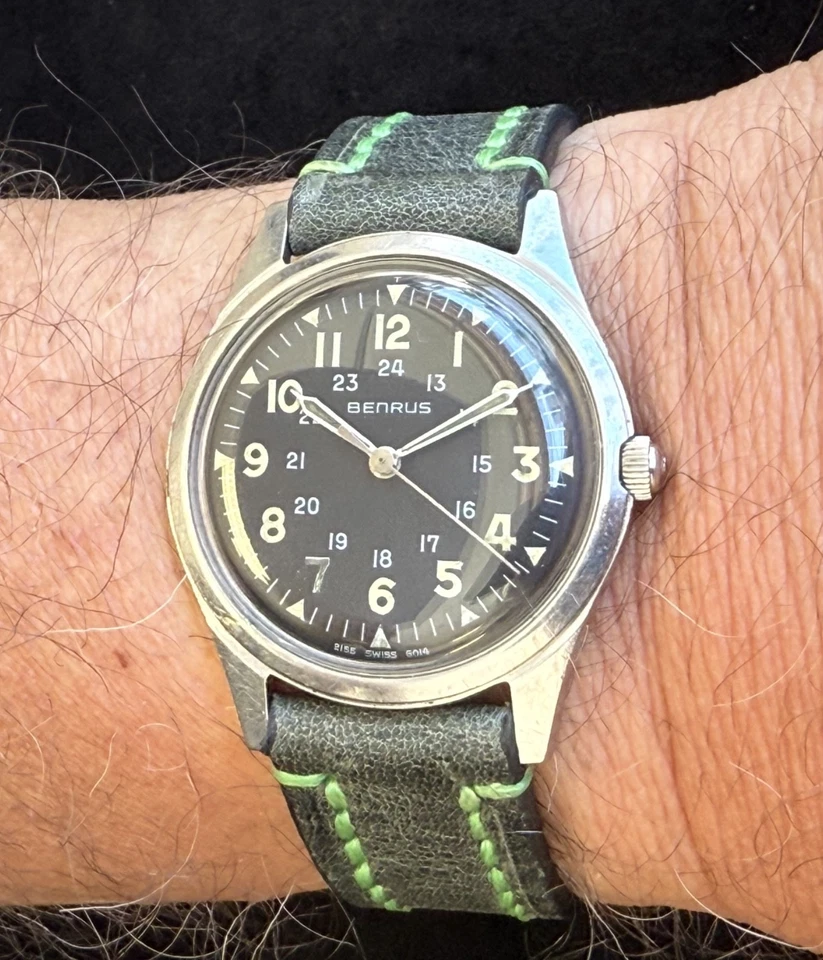 Reloj Pulsera Benrus Militar Vintage Serie #3061 Todo Original Hecho a Medida Cuero Foto 1 de 4