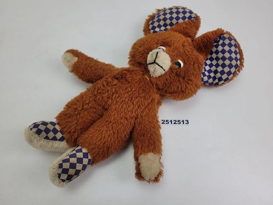Kuscheltier Stofftier Maus Bär DDR Spielzeug Deko karierte Ohren & Füße #2512513 - Bild 1 von 4