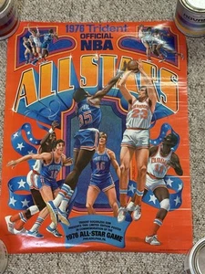 SUPER RARE! Vintage 1976 NBA All Star Game Poster Trident Gum Philadelphia PA - Picture 1 of 13