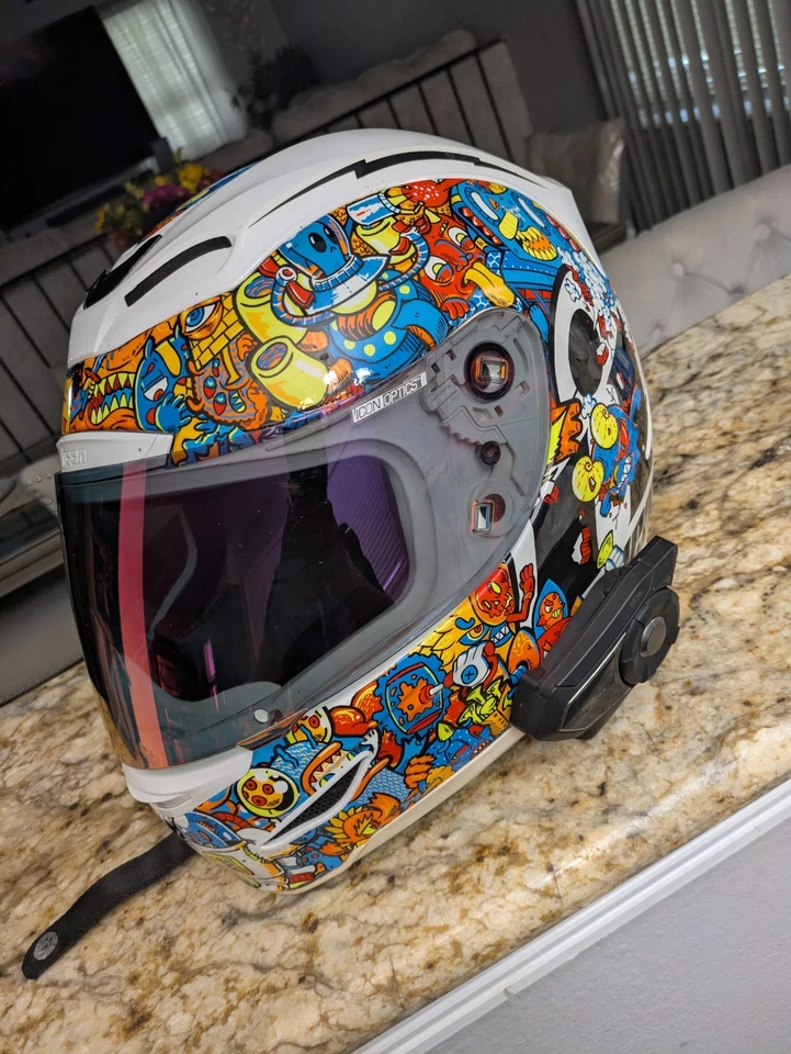 Capacete de motocicleta rosto inteiro gráfico personalizado com fone de ouvido Bluetooth SENA SP46 30K - Imagem 1 de 4