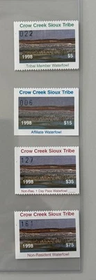 1998 Crow Creek Sioux Tribe Reservation Gaming Stamps Waterfowl - CC# 186-189 - Image 1 of 2