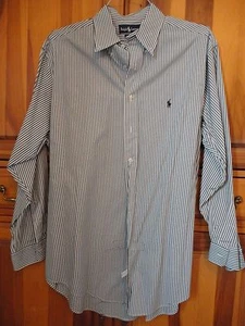 Men's Polo Ralph Lauren Green Striped 16 1/2-34 LARGE  Long Sleeve Shirt - Picture 1 of 3