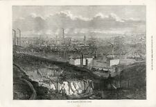 VIEW OF BRADFORD FROM CLIFF QUARRY ANTIQUE 1873 ART PRINT ENGRAVING b12