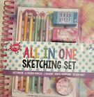 Three Cheers For Girls All-In-One Sketching Set & Book, 200 Pages, Brand New