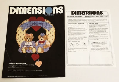TEDDY BEARS WREATH Plastic Canvas Needlepoint Stitch Pattern Chart From Kit - Image 1 of 4
