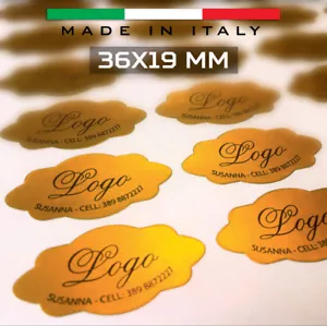 65 Custom Sticker Labels - 36X19 MM - Gold / Silver Color - Picture 1 of 3