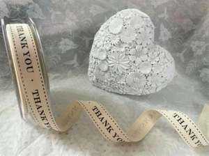 May Arts - THANK YOU stitch design - Natural 100% cotton tape - approx 19mm - Picture 1 of 2