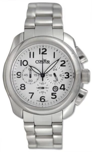 Condor Classic Chronograph Stainless Steel Mens Watch Date White Dial CWS109 - Picture 1 of 5