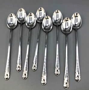 Spring Glory by International Sterling Silver set of 8 Iced Beverage Spoons 7.5" - Picture 1 of 3