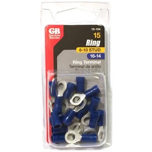 GB, Gardner Bender 15-104, 15 Crimp Ring Terminal, 16-14 AWG, Copper, Blue - Picture 1 of 4