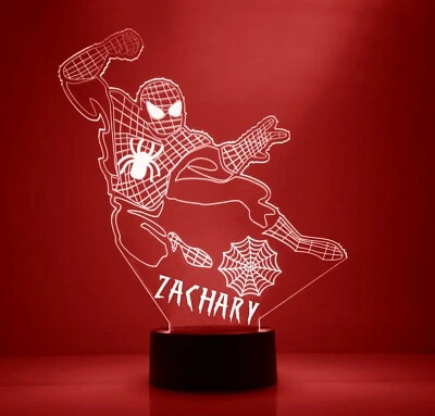 Spiderman Personalized FREE Superhero LED Night Light Lamp with Remote Control  - Image 1 of 4