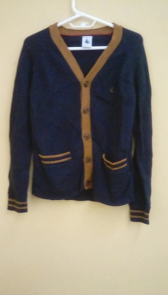 Preppy! School Chic! Petit Bateau Cárdigan Azul Marino Tostado Suéter Blazer Niños 6 Foto 1 de 3