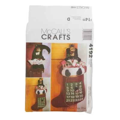 McCalls 4192 Advent Calendar Stocking and Door Hanging Pattern Uncut Christmas - Image 1 of 4