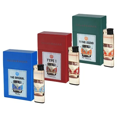 VW Zigarettenbox - Volkswagen Zigarettenetui Bulli Bus Samba T1 Feuerzeug - Bild 1 von 2