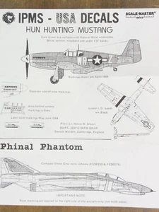 1/48 IPMS/Scale-Master HUN HUNTING MUSTANG P-51, PHINAL PHANTOM F-4, F-15 Decals - Picture 1 of 4
