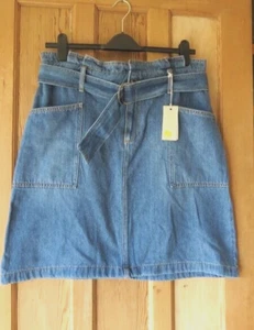 BNWT Boden Paper Bag Tie Skirt Sz 16 L Mid Vintage Denim - Picture 1 of 6