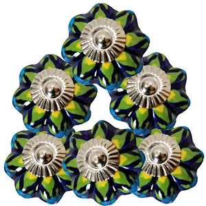 Möbelknöpfe Set 6 STK   Möbelgriffe Keramik Knöpfe Griffe Möbelknopf Bunt   92 - Bild 1 von 5