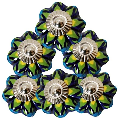 Möbelknöpfe Set 6 STK   Möbelgriffe Keramik Knöpfe Griffe Möbelknopf Bunt   92 - Bild 1 von 4