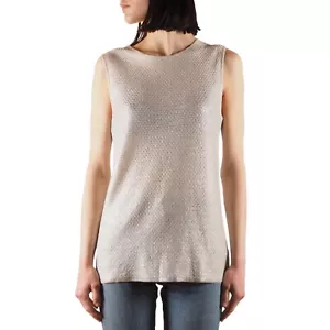 Chanel 09P Women's Beige Metallic Cotton Linen Knit Tank Top Size FR 38 / US 6 - Picture 1 of 14