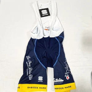 Bodyfit Mens Bib Shorts Sportful Adult Size XL White Blue Padded BibShorts - Picture 1 of 12