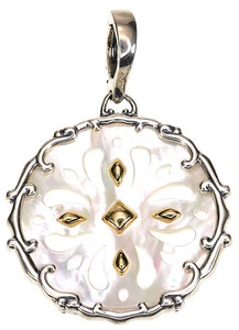 Carolyn Pollack White Mother of Pearl Sterling Silver & Brass Enhancer - Picture 1 of 2